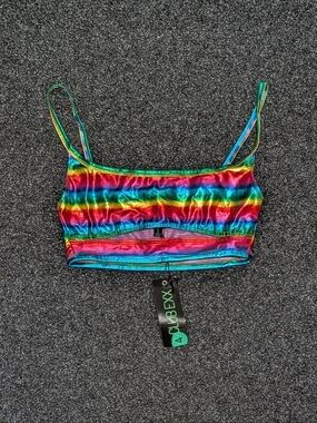 Club Exx Rainbow Color Me Happy Striped Bralette Top Size Small